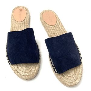 J.CREW Navy Suede Espadrille Slides